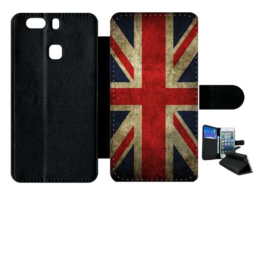 Etui My-Kase pour Ascend P9+ - drapeau uk royaume uni grunge flag - Simili-cuir Noir