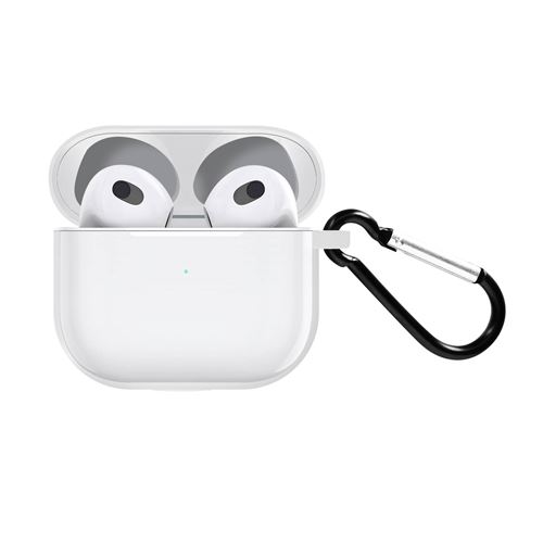 Avizar Coque pour AirPods 3 en Silicone Doux Résistant Effet Mat Mousqueton Transparente