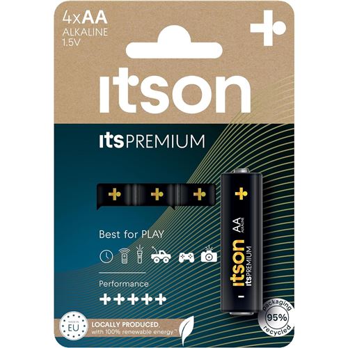 ITSON Pack de 4 Piles Alcalines LR6/AA 1,5V itsPREMIUM
