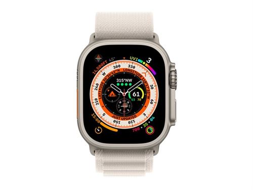 Apple Watch Ultra - 49 mm - titane - Oui montre intelligente avec Boucle Alpine - textile - droit - taille du bracelet : M - 32 Go - Wi-Fi, LTE, UWB, Bluetooth - 4G - 61.3 g État correct - N/A reconditionné disponible sur Fnac