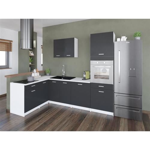 EXTRA - Cuisine compl?te dangle colonne L 300cm - Gris Mat