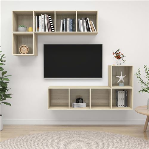 vidaXL Ensemble de meubles TV 4 pcs Chêne sonoma Bois d'ingénierie3079811
