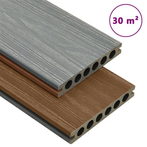 vidaXL Panneaux de terrasse et accessoires WPC Marron/gris 30 m² 2,2 m3070467