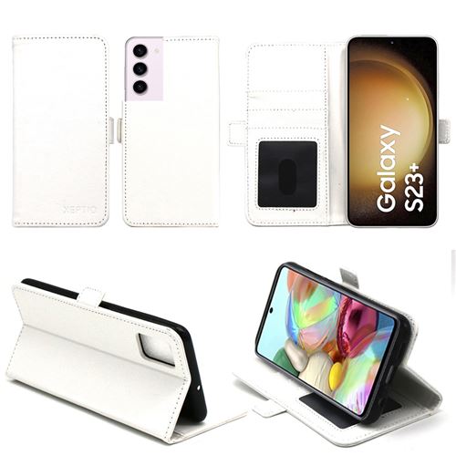 Housse blanche pour Samsung Galaxy S23 Plus / S23+ 5G Etui blanc de protection Portefeuille à Rabat avec Porte Cartes XEPTIO