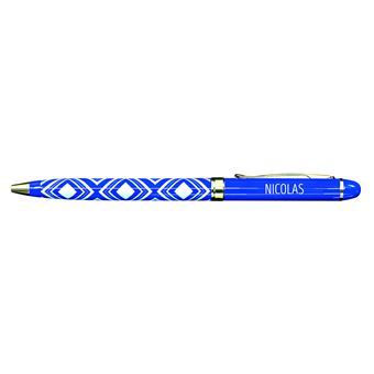 Stylo fin en métal laqué bleu - Nicolas - 1