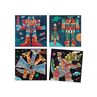 Kit créatif Djeco - Mosaïques Space Battle - 4 tableaux