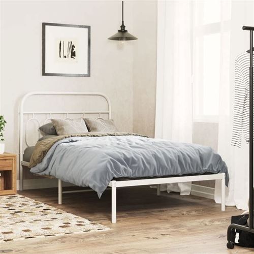 Vidaxl Blanc Cadre De Lit Métal Sans Matelas Et Tête De Lit 100X200 Cm - Image 3