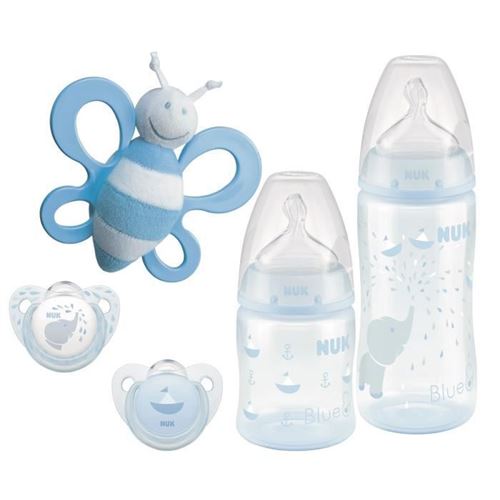 Coffret de Naissance First Choice+ avec 2 biberons, 2 sucettes et 1 hochet Garçon