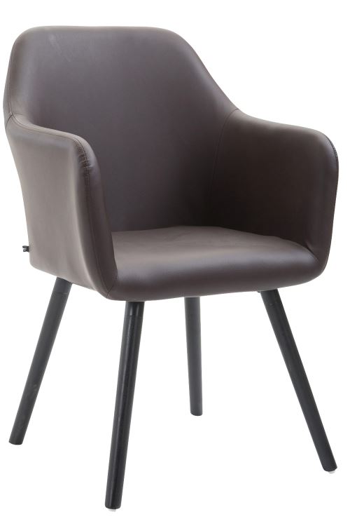 Chaise de salle à manger Picard V2 similicuir , Marron/Bois de chêne Noir