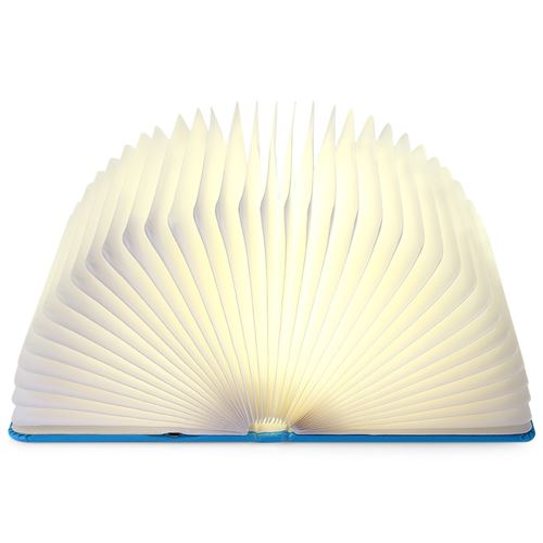 Lampe de nuit pliable coloré LED lumière en forme de livre rotation de 360 degrés bleu
