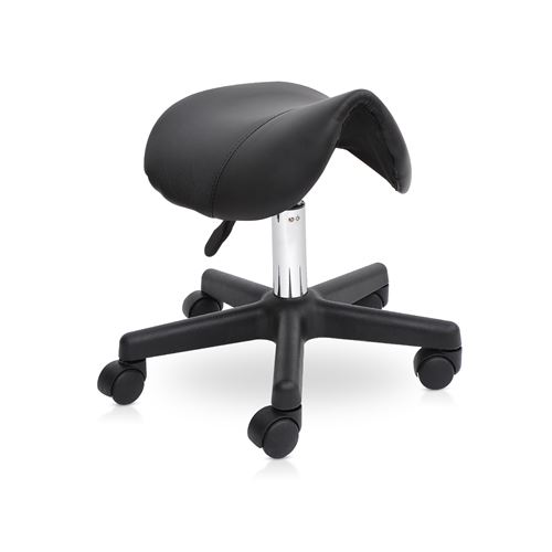 HOMCOM kruk met wielen, massagekruk met verstelbare hoogte 43-55 cm en ergonomische gleuf, stoel met wielen, voor massagesalon, tatoeage, kliniek, spa, zwart