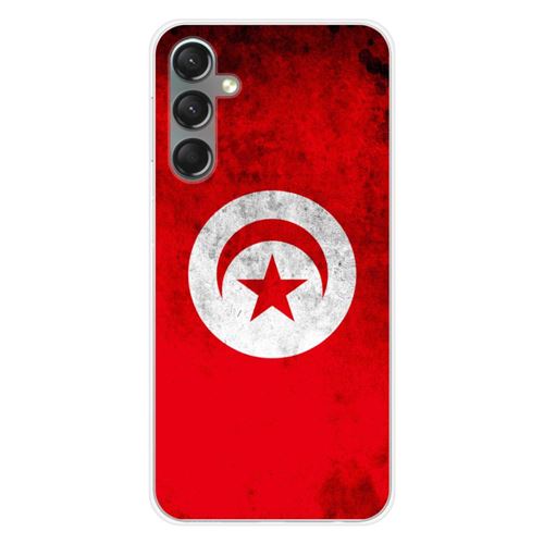 Coque en silicone imprimée compatible Samsung Galaxy A24 4G Drapeau Tunisie