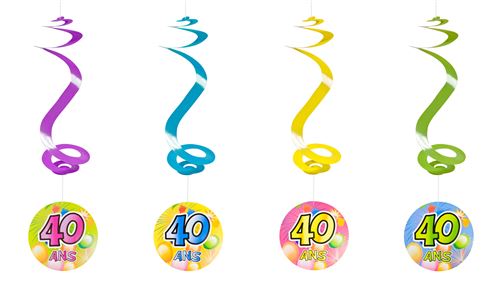 Lot de 40 Suspensions spirale 40 ans - 60cm