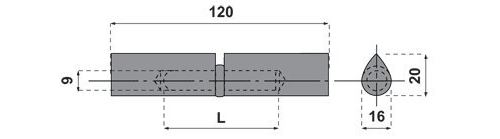 Paumelle à souder à bille 120 mm - 110