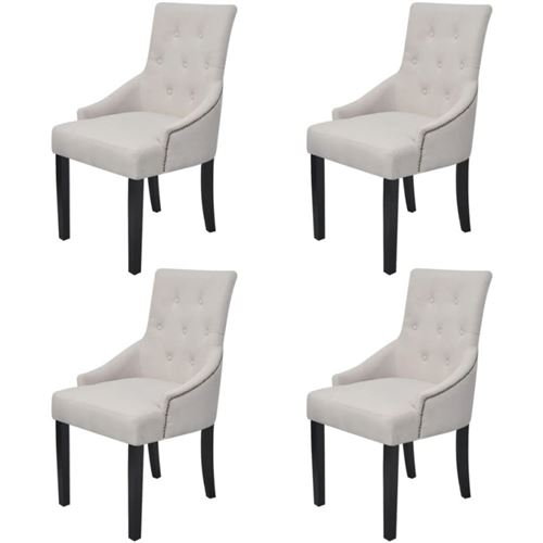 vidaXL Chaises pour salle à manger 4 pcs Polyester Crème