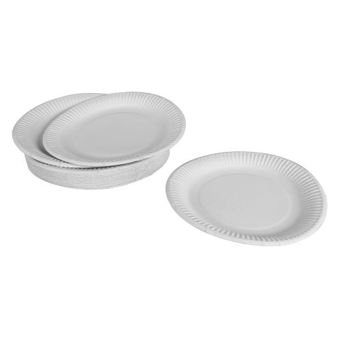 set 50 assiettes en carton ø23cm - blanc - 270grs/m² - chromotriplex