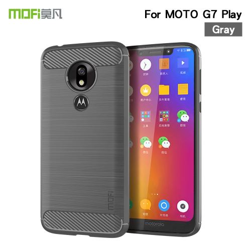 Coque en TPU fibre de carbone gris pour votre Motorola Moto G7 Play