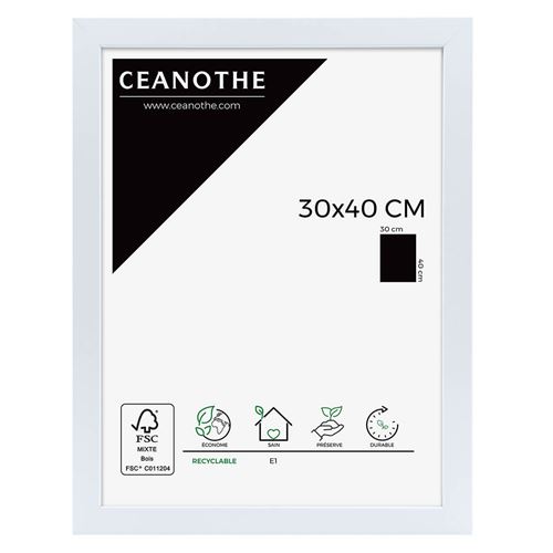 Cadre photo Mat blanc 30x40 cm, bois reconstitué - marque française