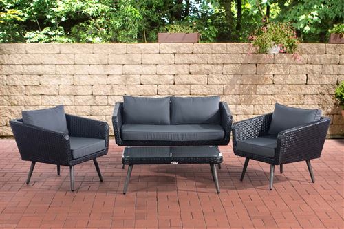 Salon de Jardin Skara Noir en polyrotin plat , Gris fonte/40 cm (Dunkelgrau)