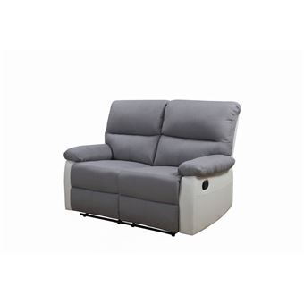 Canapé Relax Lincoln 2 Places Blanc Gris Clair