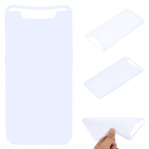Coque en TPU mat de couleur unie anti-empreintes digitales blanc pour votre Samsung Galaxy A80/A90