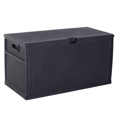 Coffre malle de rangement dim. 120L x 61l x 63H cm résine tressée imitation rotin noir