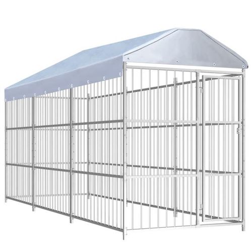 Comparer les prix de vidaXL Chenil d'extérieur avec toit pour chiens 450 x 150 x 200 cm