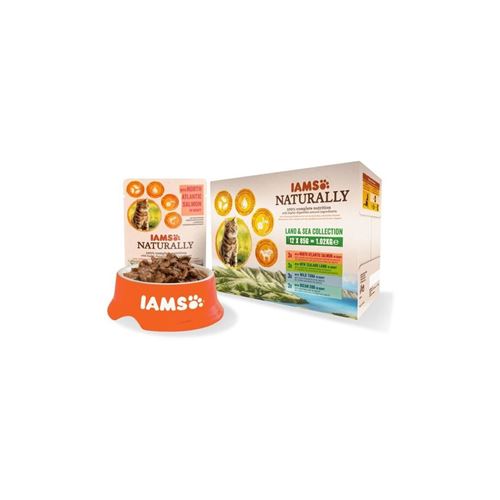 Iams Naturally Humide Terre + Mer En Sauce - Toutes Races - 12x85 G - Pour Chat Adulte