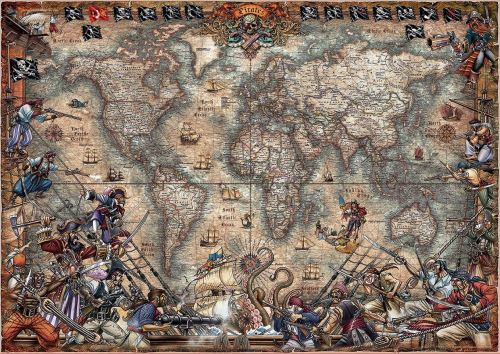 Puzzle adulte carte au tresor du corsaire - 2000 pieces - educa collection pirate