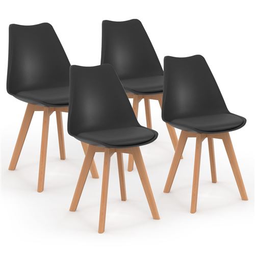 Id Market Lot de 4 chaises scandinaves sara noires pour salle à manger - vue 1