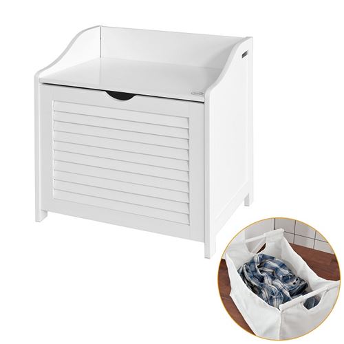 SoBuy® FSR40-W Banc de rangement Panier à linge avec sac amovible - Charge maximum: 90kg