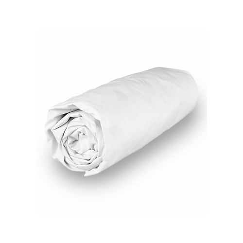 Drap housse en coton percale 200x200 cm CAMILLE blanc, par Songe de Camille