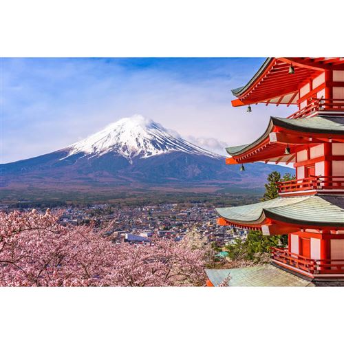 AG ART Papier peint XXL intissé Vue sur le mont Fuji Japon 360x270 cm