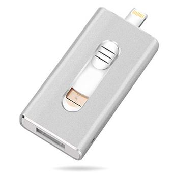 SUDEHO - Clé USB 4-en-1 16 Go - Compatible IPhone, Android, PC - Sauvegarde Photos Et Vidéos - Argent