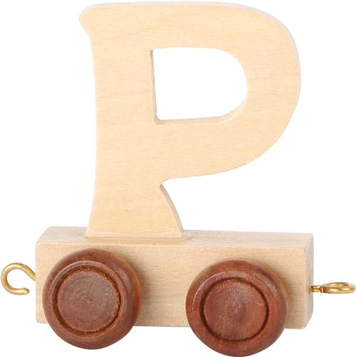 Small Foot chariot de train lettre P bois beige 5 x 3,5 x 6 cm