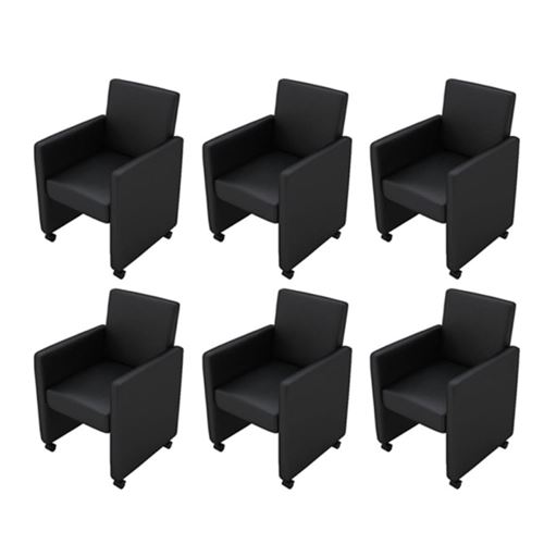 vidaXL Chaise de salle à manger 6 pcs Cuir artificiel Noir