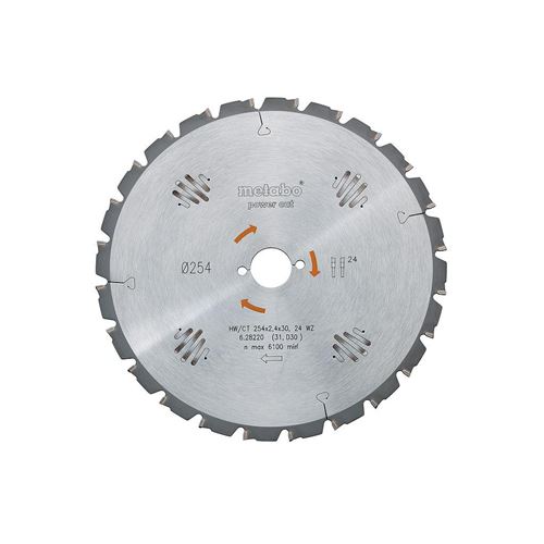 Metabo Sägeblatt "power cut wood - professional", 254x2,4/1,8x30, Z24 WZ 5° neg.