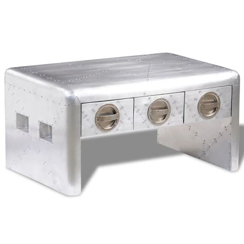 Vidaxl table basse 3 tiroirs vintage style d'aviation 242119