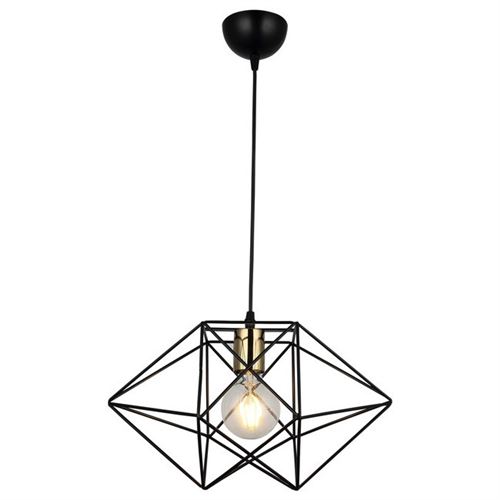 HOMEMANIA Lampe à Suspension Este - Lustre - Lustre de plafond - Or, noir en Métal, 22 x 38 x 115 cm, 1 x E27, 40W
