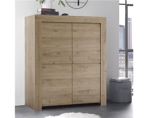 Buffet haut 110 cm contemporain couleur chêne clair AGATHE