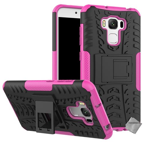 Housse etui coque anti choc pour asus zenfone 3 max plus zc553kl + verre trempe - rose