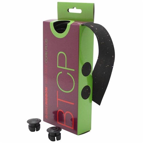 Ruban de guidon v&eacute;lo BikeRibbon Cork Plus avec li&egrave;ge noir