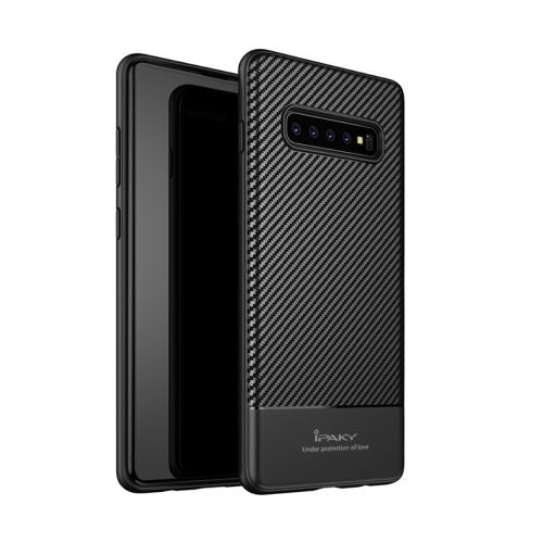 Coque en TPU fibre de carbone couleur noir pour votre Samsung Galaxy S10 Plus