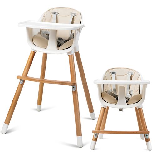 GIANTEX Chaise Haute Bébé Convertible2 en 1 Forme-A Stable HauteurRéglable avec Coussin Amovible,Repose-Pieds et Plateau pour Bébé 6 Mois-3Ans Charge 15KG