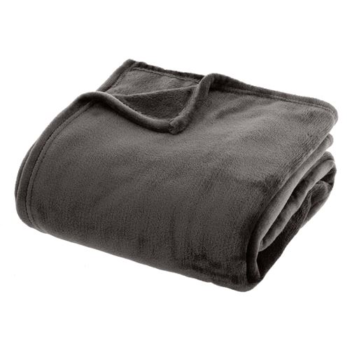 Plaid Doux Uni Flanel 180x230cm Gris Foncé