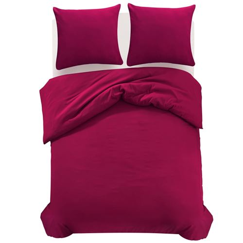 vidaXL Dekbedovertrekset bordeauxrood 200x200/60x70 cm 3-delig