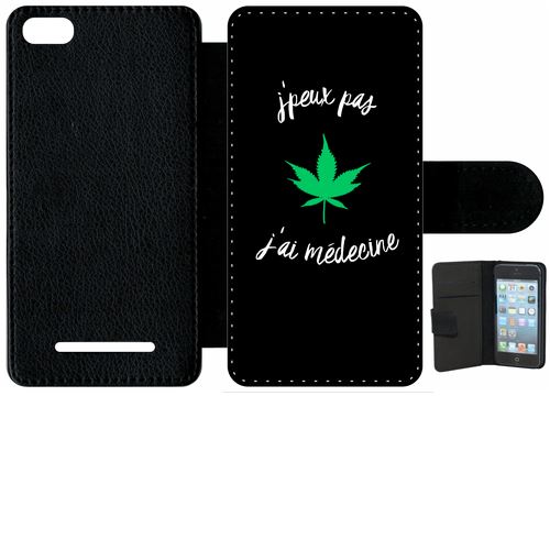 Étui Porte Feuille Xiaomi Mi 4c J Peux Pas J Ai Mdecine Feuille De Chanvre