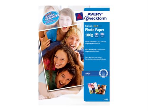 Avery-Zweckform Classic Photo Paper Inkjet 2496 Papier photo DIN A4 180 g/m&sup2; 100 feuille(s) brillant