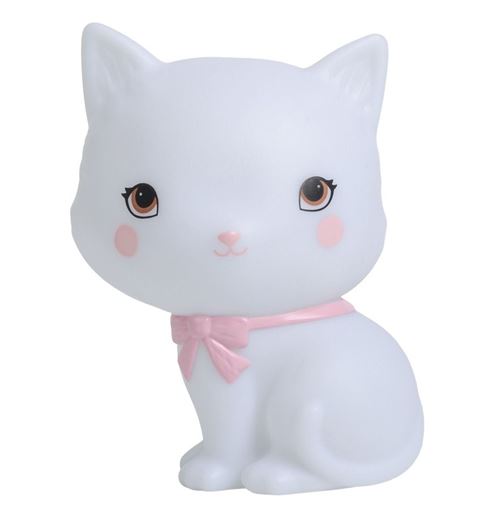 A Little Lovely Company veilleuse Cat junior 14,5 cm PVC blanc/rose