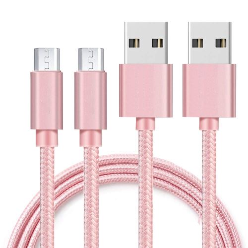 Lot 2 Cables pour ASUS ZENFONE 5 LITE / 4 MAX / 3 MAX / MAX M1 / MAX M2 / GO - Cable Chargeur Micro USB Nylon Tressé Rose 1 Metre [Phonillico®]